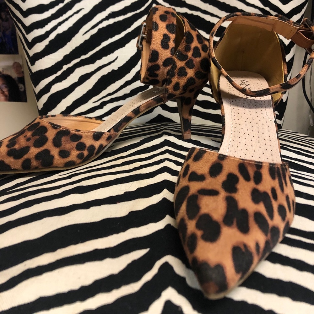 Leopard suede heels